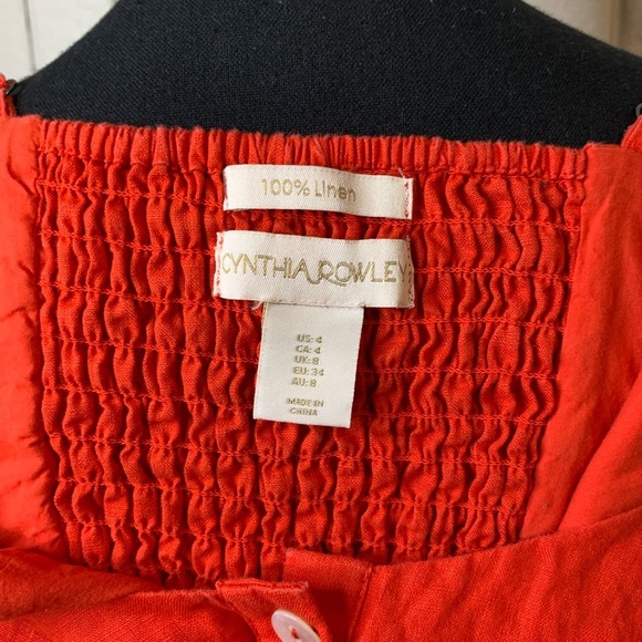 Cynthia Rowley Red A-Line button front dress, size 4.   100% Linen - Picture 7 of 7